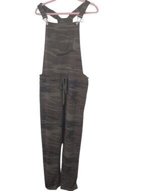 Z Supply Olive Camo Pull-On Overalls, Drawstring Front And Pockets, Size Large